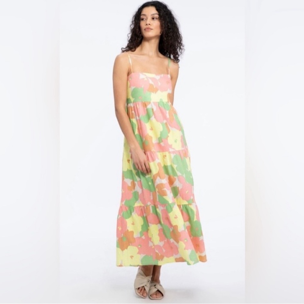 Sanctuary XS floral dress tiered maxi smocked Social Standard